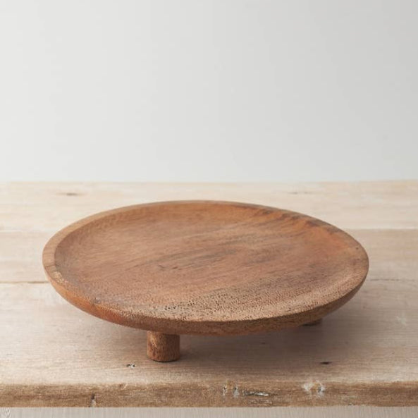 Round Footed Mango Wood Display Tray