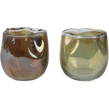 Green Tinted Glass Tea light Holder