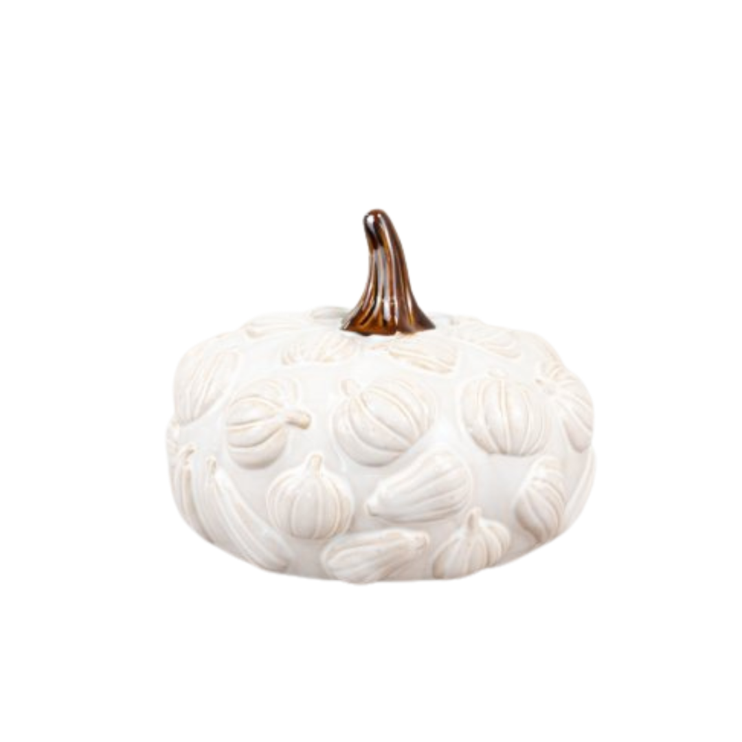 Embossed Ceramic Pumpkin Ornament