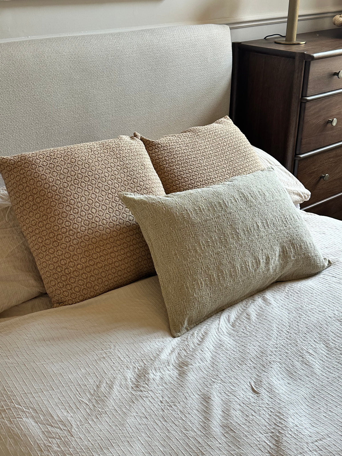Tryfan Textured Cotton Cushion Biscuit