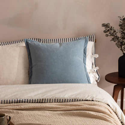 Merton Square Velvet Cushion Dusty Blue: Dusty Blue 55 x 55cm