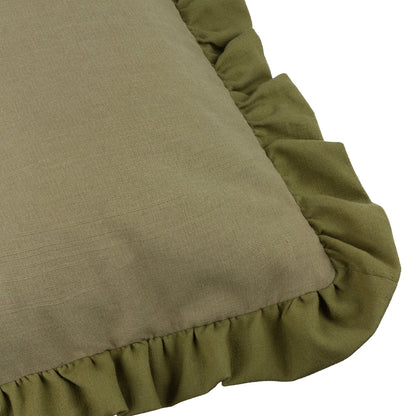 Effie 100% Cotton Ruffled Cushion Moss Green