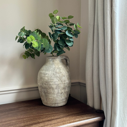 Stone Terracotta Vase with Handle, 28cm