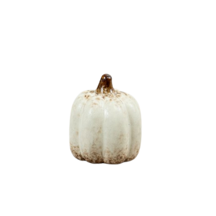 Neutral Ceramic Pumpkin Ornament - Small