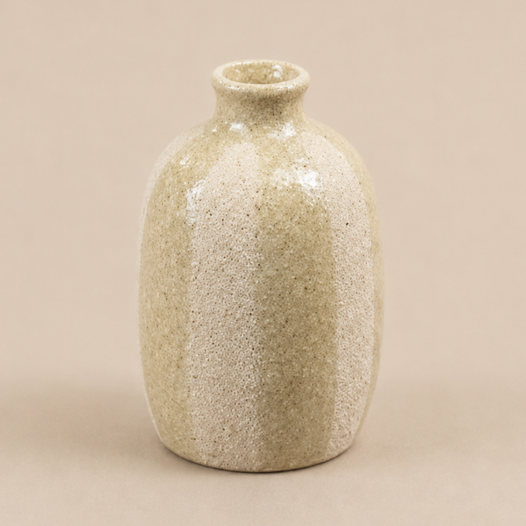 Beige Stripe Medium Ceramic Vase