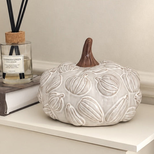 Embossed Ceramic Pumpkin Ornament