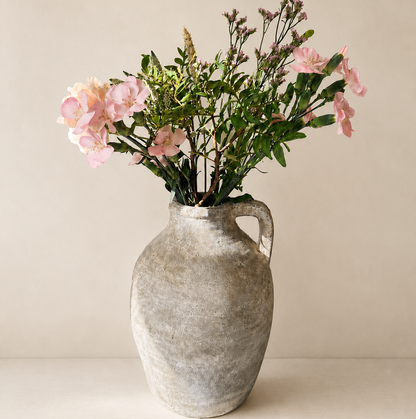 Stone Terracotta Vase with Handle, 28cm