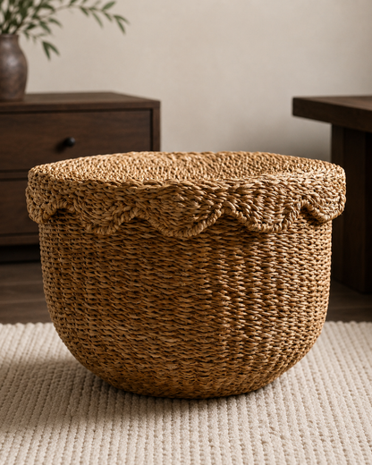 Scallop Lidded Storage Basket