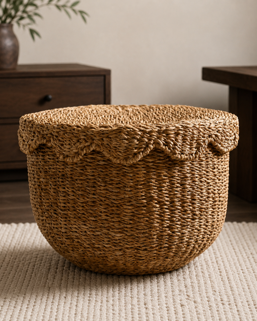 Scallop Lidded Storage Basket