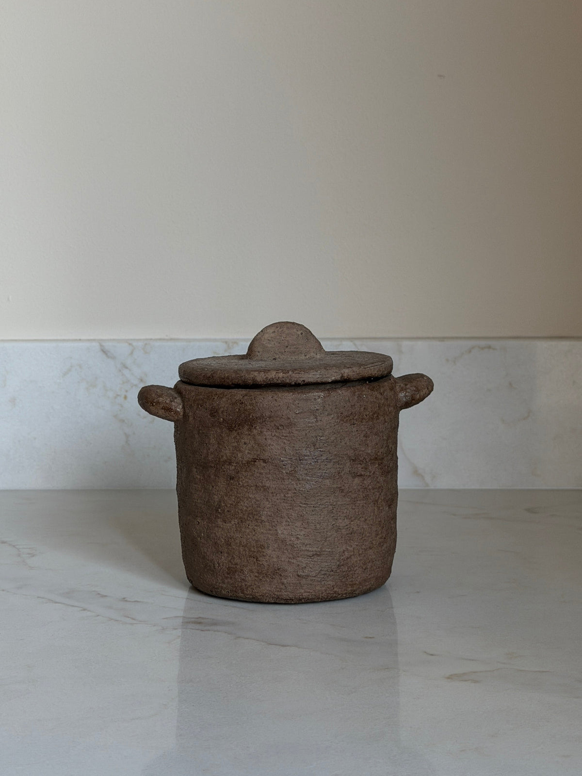 Brown Textured Storage Pot