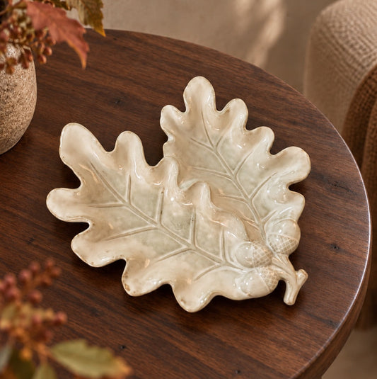 Cream Leaf Trinket Tray