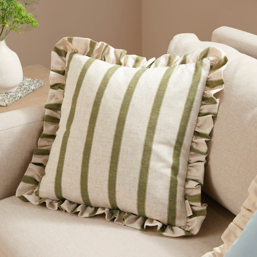 Connie Stripe Cushion Green