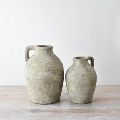 Stone Terracotta Vase with Handle, 28cm