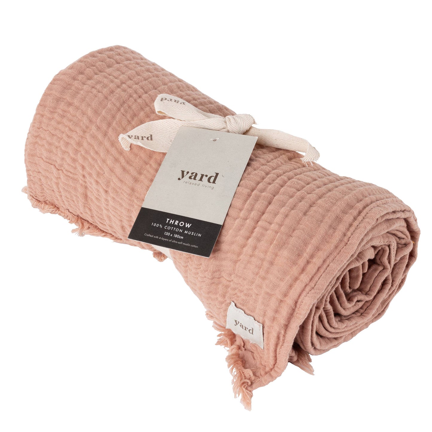 Lark Muslin Cotton Throw Pink Clay: Pink Clay / 130 x 180cm
