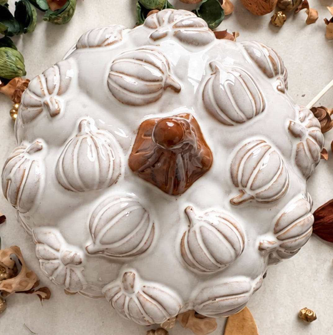 Embossed Ceramic Pumpkin Ornament