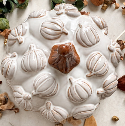 Embossed Ceramic Pumpkin Ornament