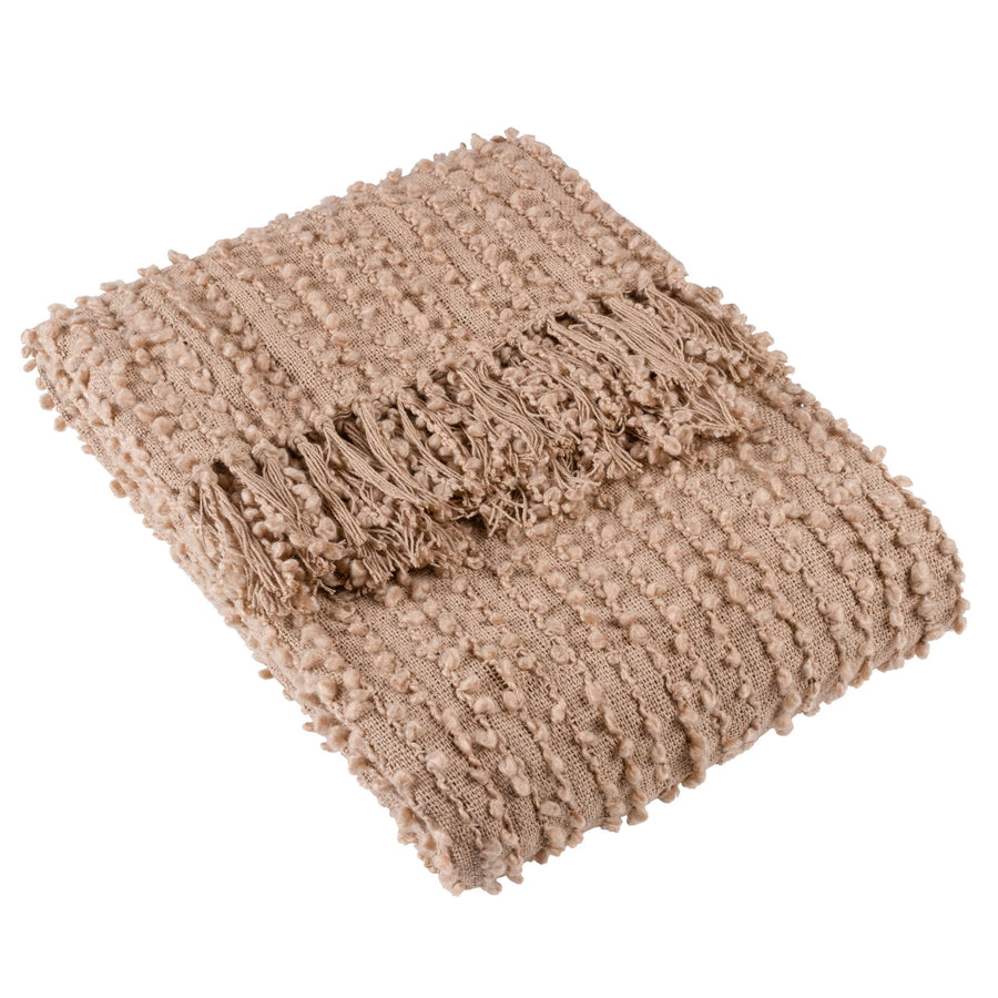 Arvo Woven Tasselled Throw Plaster: Plaster / 130 x 180cm