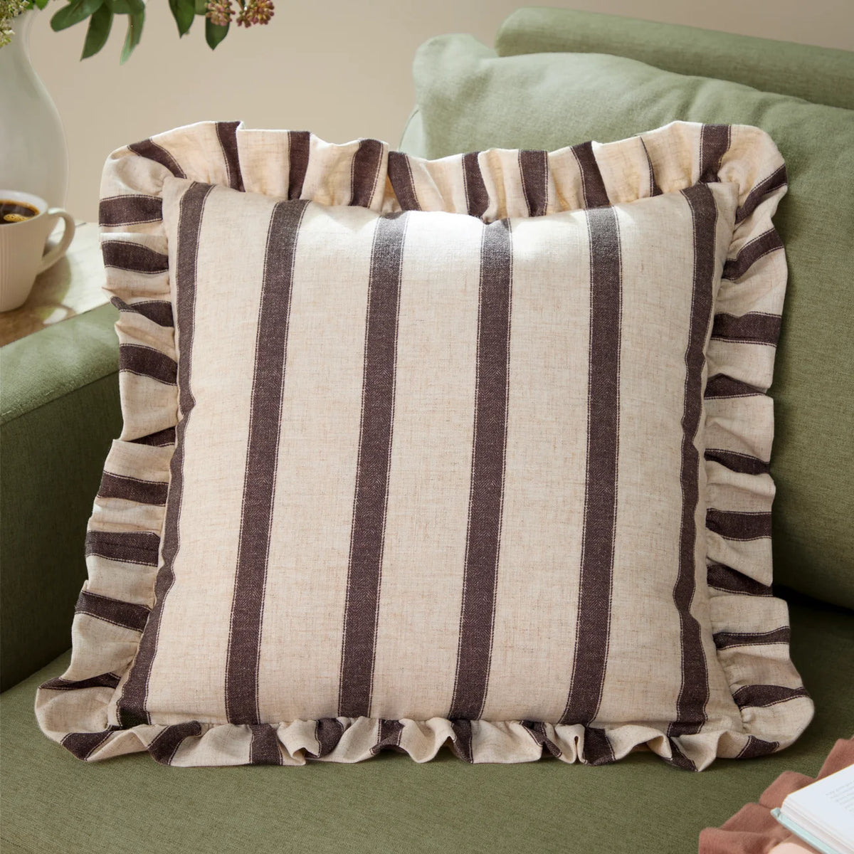 Connie Stripe Cushion Chocolate