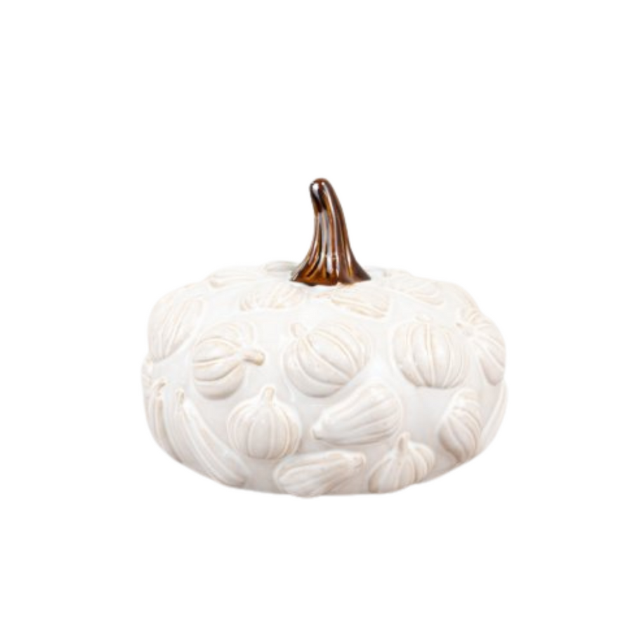 Embossed Ceramic Pumpkin Ornament