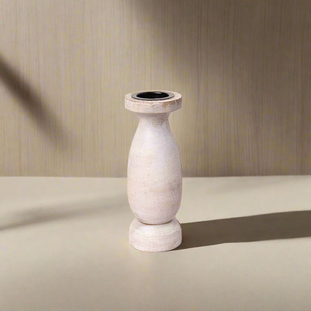 Wooden Pillar Candle Holder