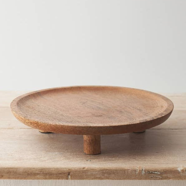 Round Footed Mango Wood Display Tray