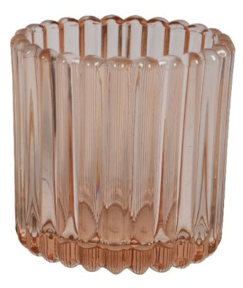 Beige Ribbed Tea Light Holder