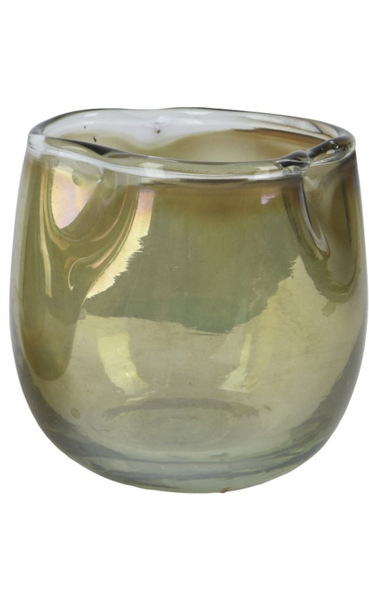 Green Tinted Glass Tea light Holder