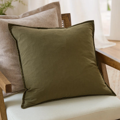 Slub Cotton Cushion Lichen Green