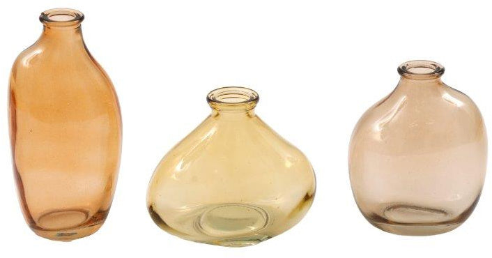 Natural Handcrafted Organic Glass Vases - 3 pack