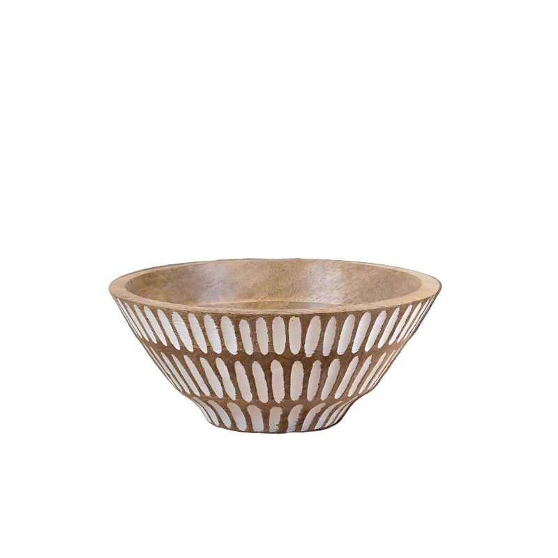 White Washed Mango Wood Serving Bowl, 23cm