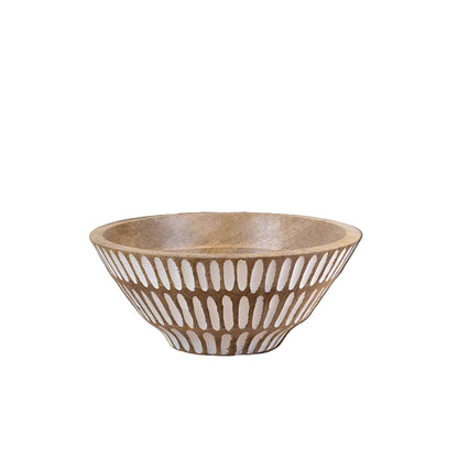 White Washed Mango Wood Serving Bowl, 23cm
