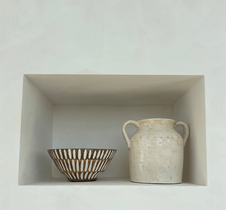 White Washed Mango Wood Serving Bowl, 23cm