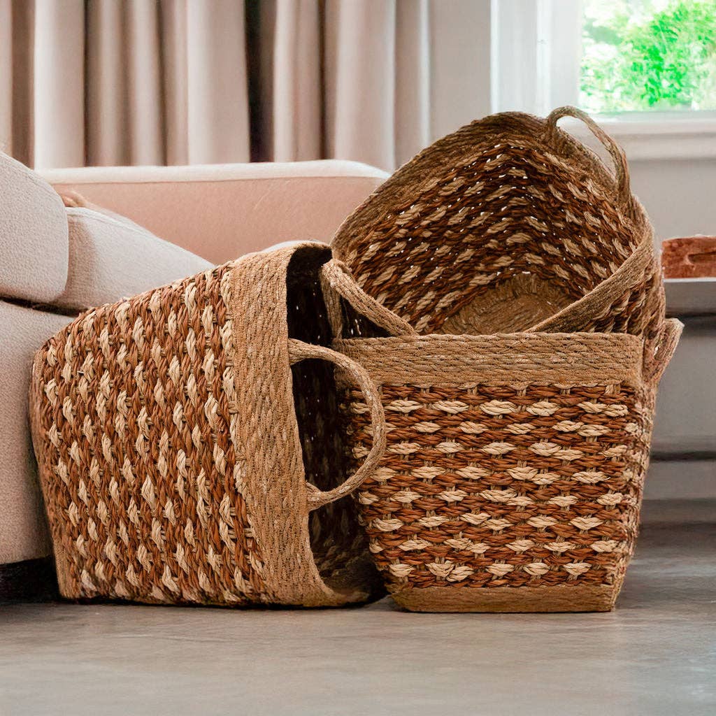 Square Seagrass Basket with Tapered Base
