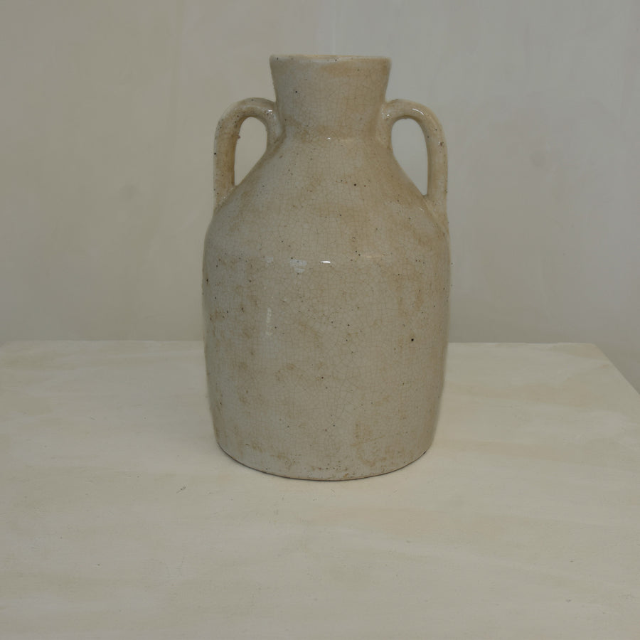 Cream Ceramic Vase with Handles, 26.5cm