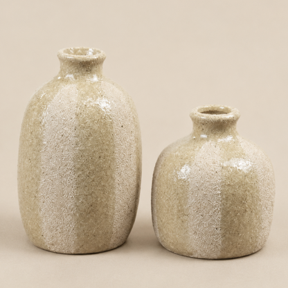 Beige Stripe Medium Ceramic Vase
