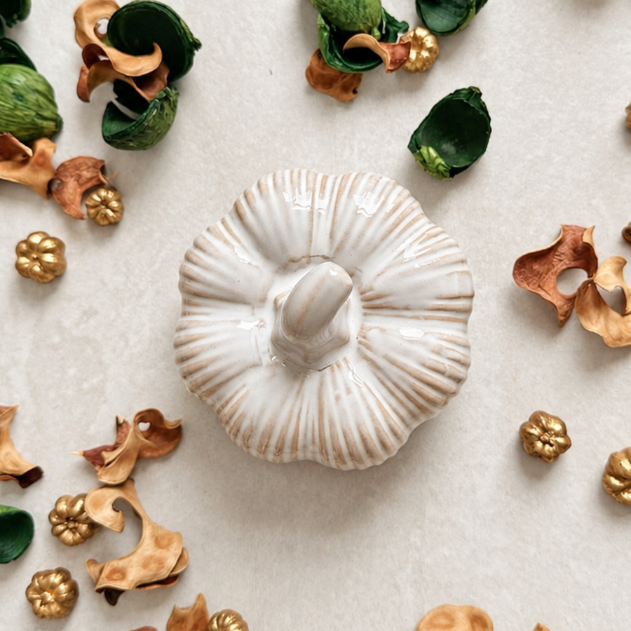 Textured Ceramic Pumpkin Ornament