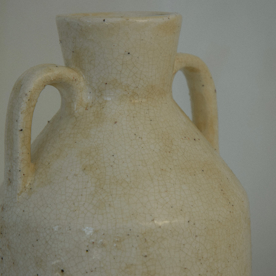 Cream Ceramic Vase with Handles, 26.5cm