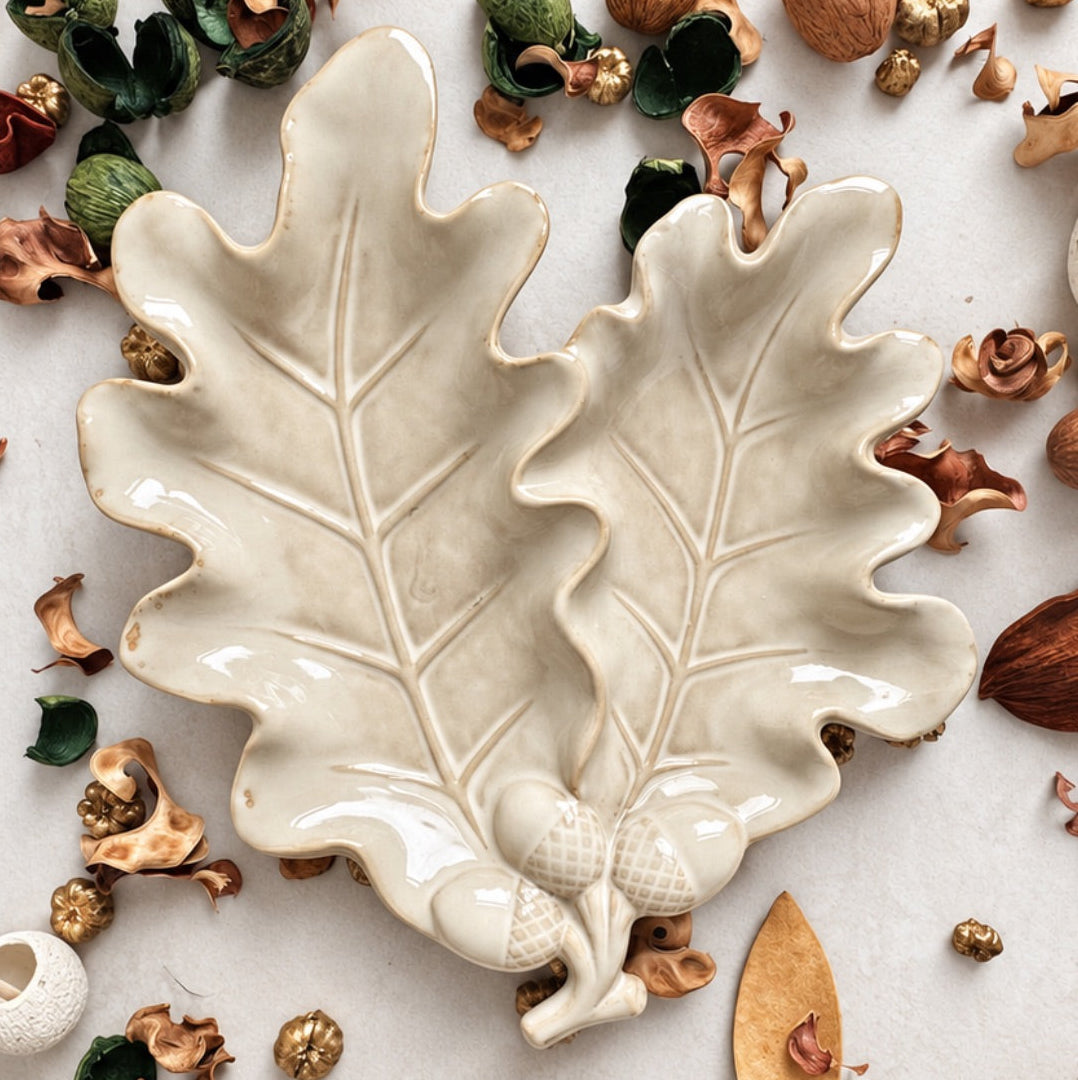 Cream Leaf Trinket Tray