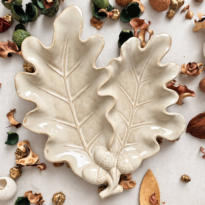 Cream Leaf Trinket Tray