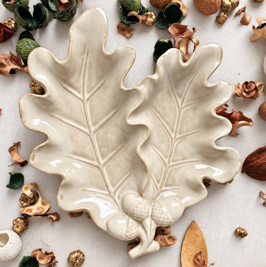Cream Leaf Trinket Tray