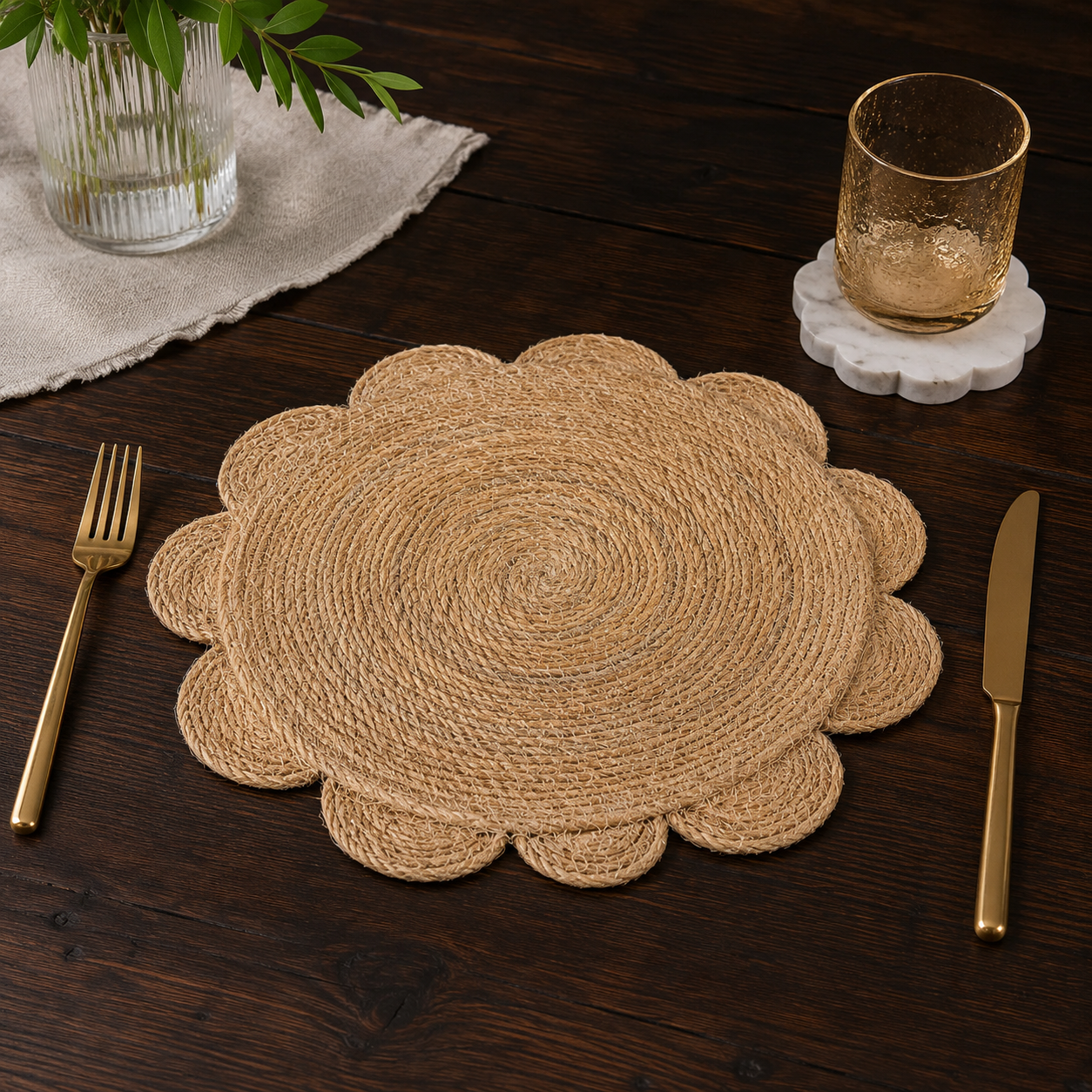 Scallop Edge Seagrass Placemats - set of 4