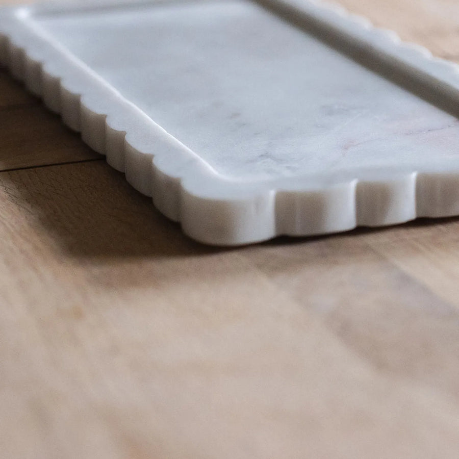 White Marble Scallop Tray