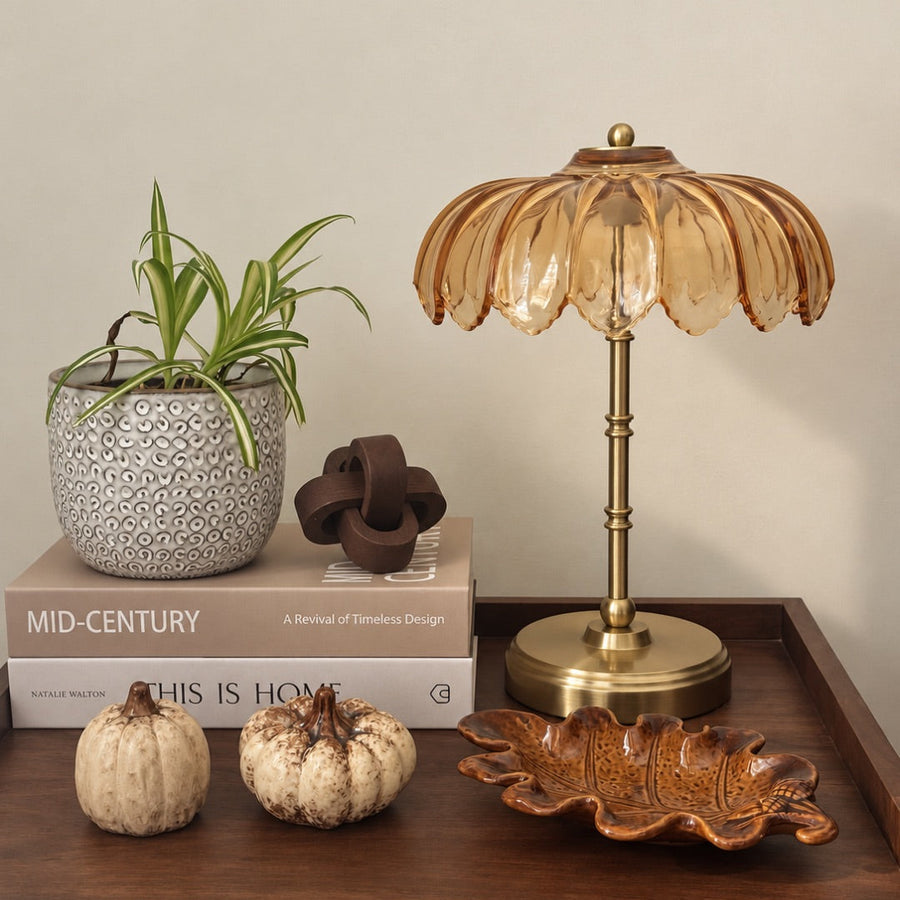 Neutral Ceramic Pumpkin Ornament -Medium