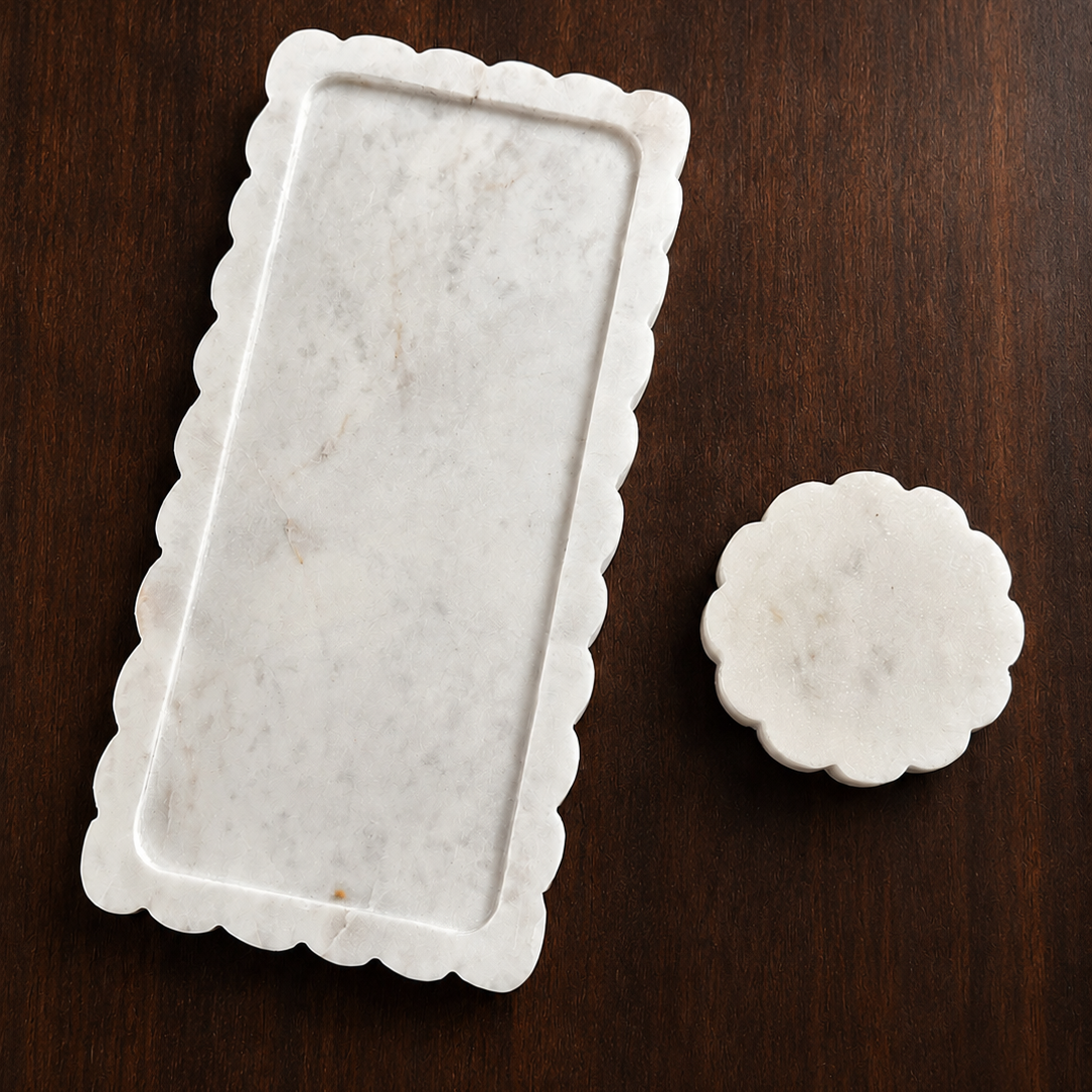 White Marble Scallop Tray