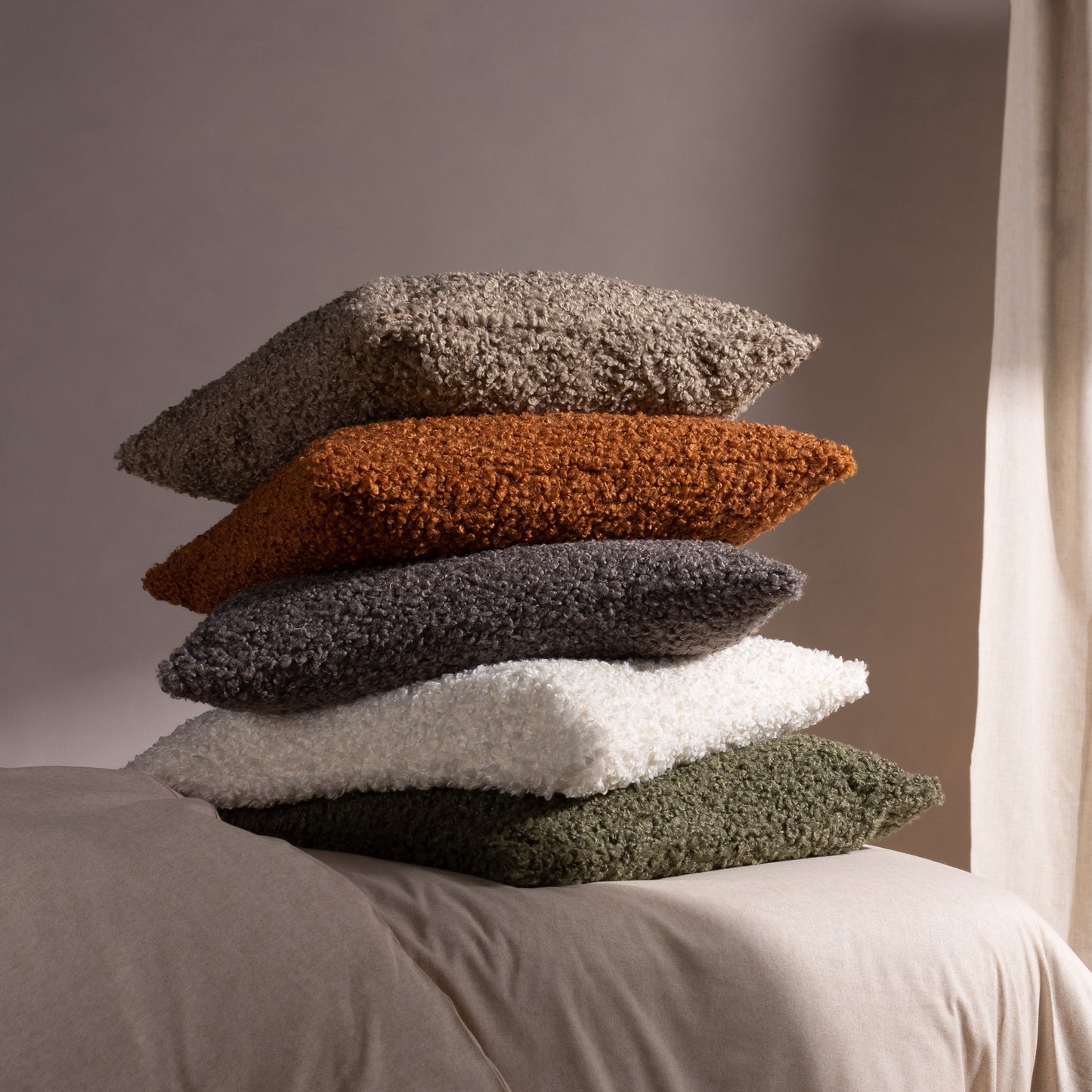 Cabu Chunky Boucle Cushion Taupe