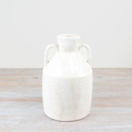 Cream Ceramic Vase with Handles, 26.5cm