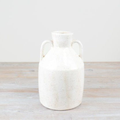 Cream Ceramic Vase with Handles, 26.5cm