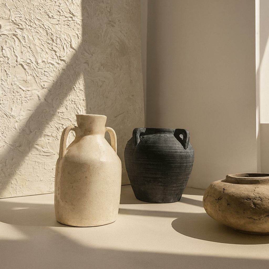 Cream Ceramic Vase with Handles, 26.5cm