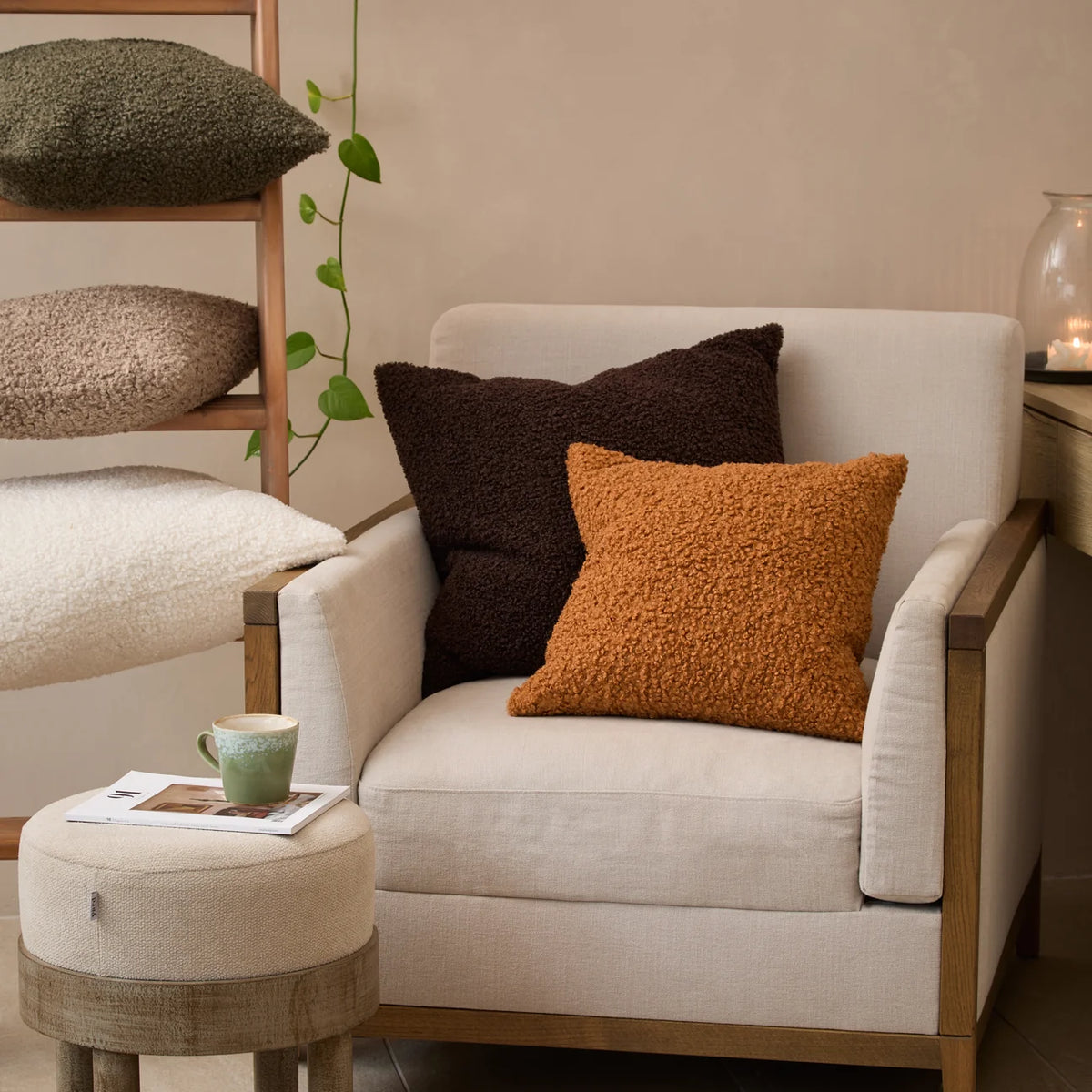 Cabu Chunky Boucle Cushion Chocolate