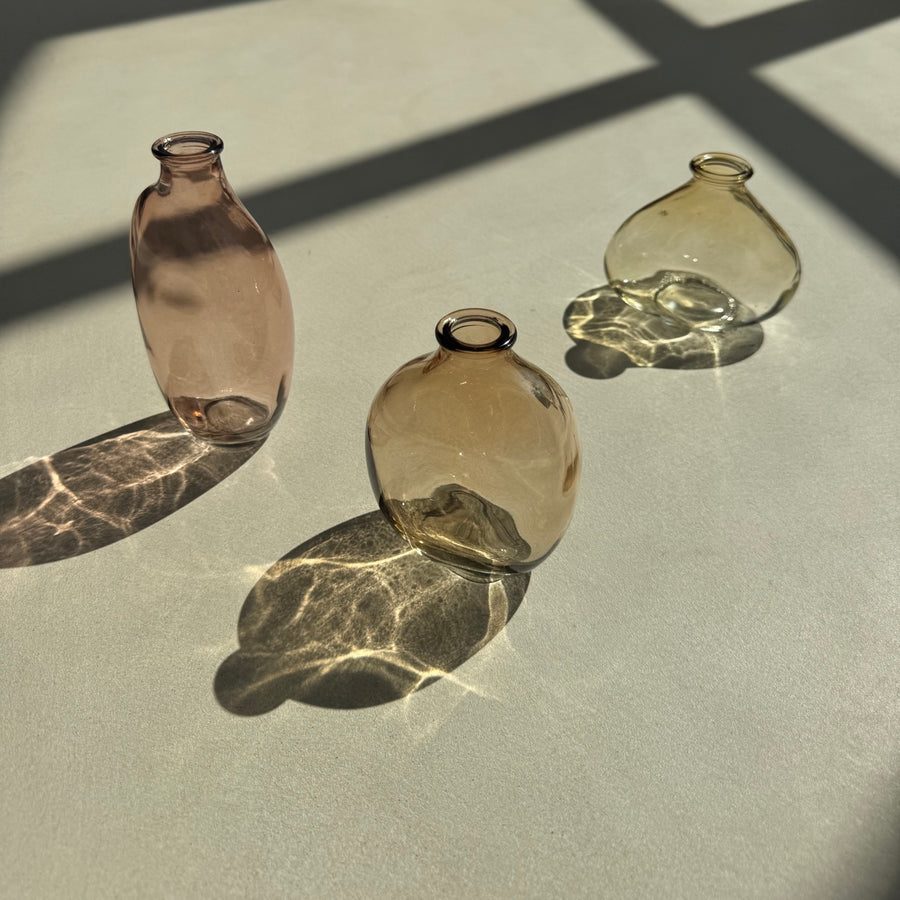 Natural Handcrafted Organic Glass Vases - 3 pack